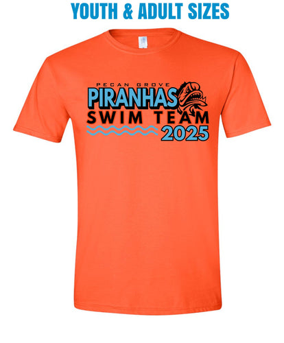 2025 PECAN GROVE PIRANHAS - ORANGE T-SHIRT
