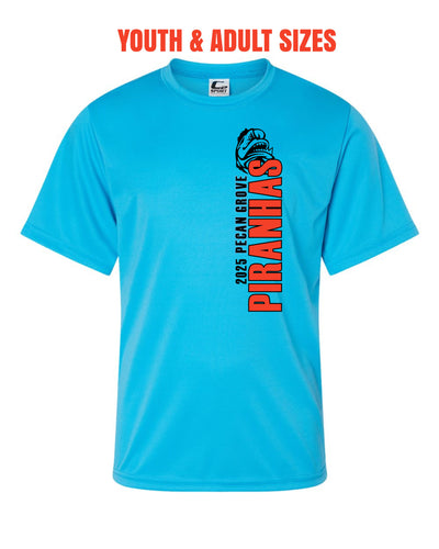 2025 PECAN GROVE PIRANHAS - AQUA PERFORMANCE T-SHIRT