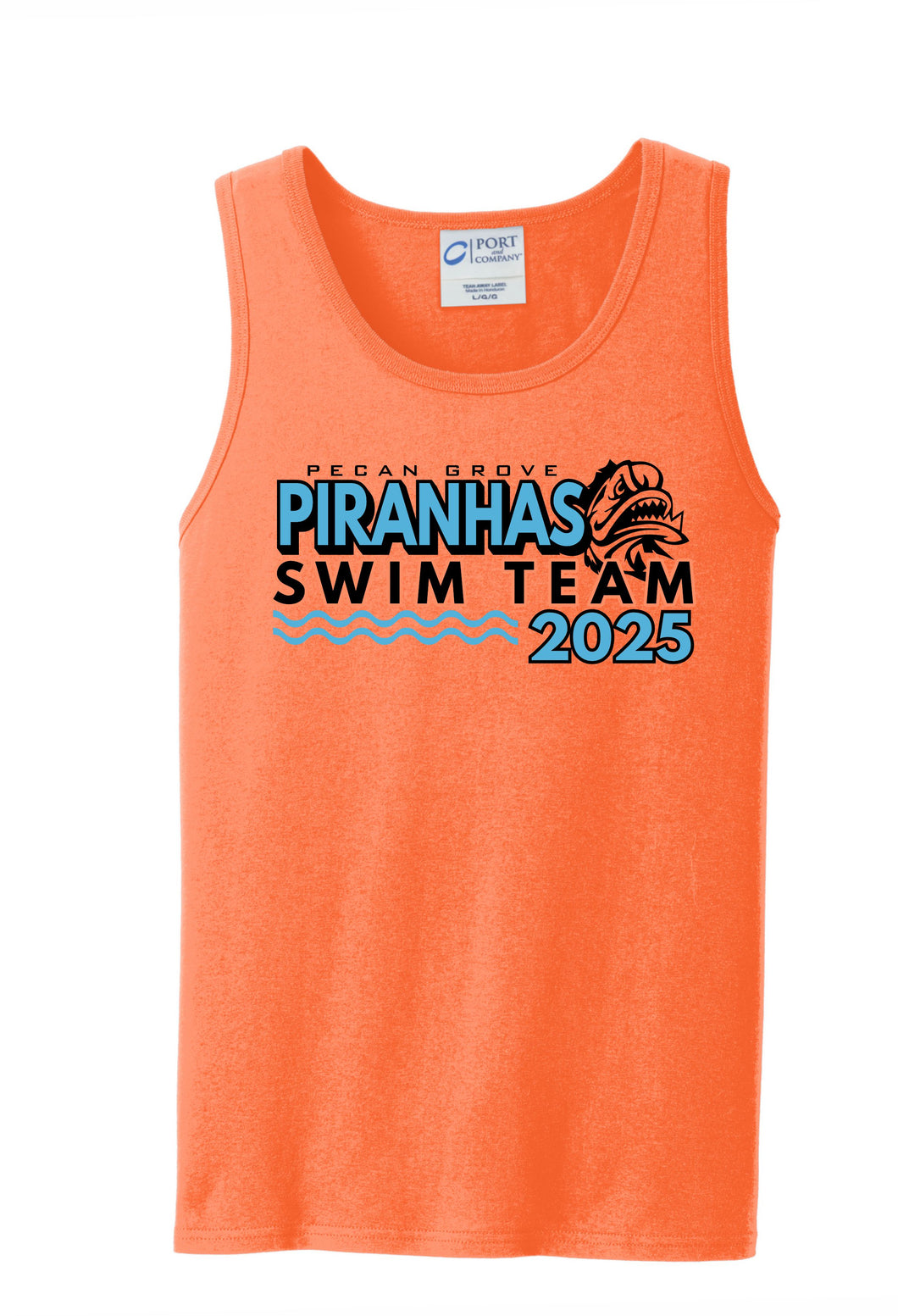 2025 PECAN GROVE PIRANHAS - ORANGE UNISEX TANK