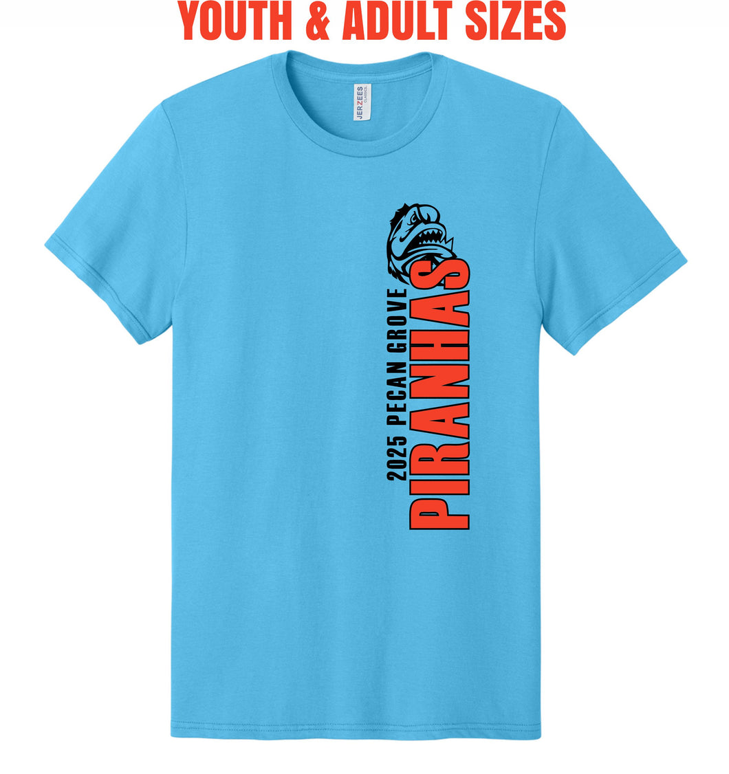 2025 PECAN GROVE PIRANHAS - AQUA T-SHIRT