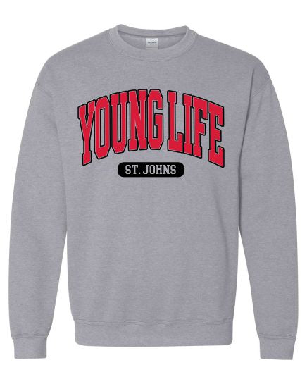 2025 ST. JOHN'S YOUNG LIFE - HEATHER GREY SWEATSHIRT