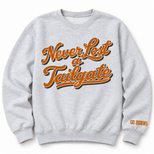 Load image into Gallery viewer, Never Lost a Tailgate Sweatshirt with Custom Name- Burnt Orange