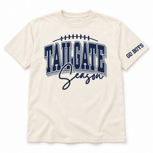 Load image into Gallery viewer, Tailgate Season T-Shirt with Custom Team - Navy &amp; Silver, 2 Styles